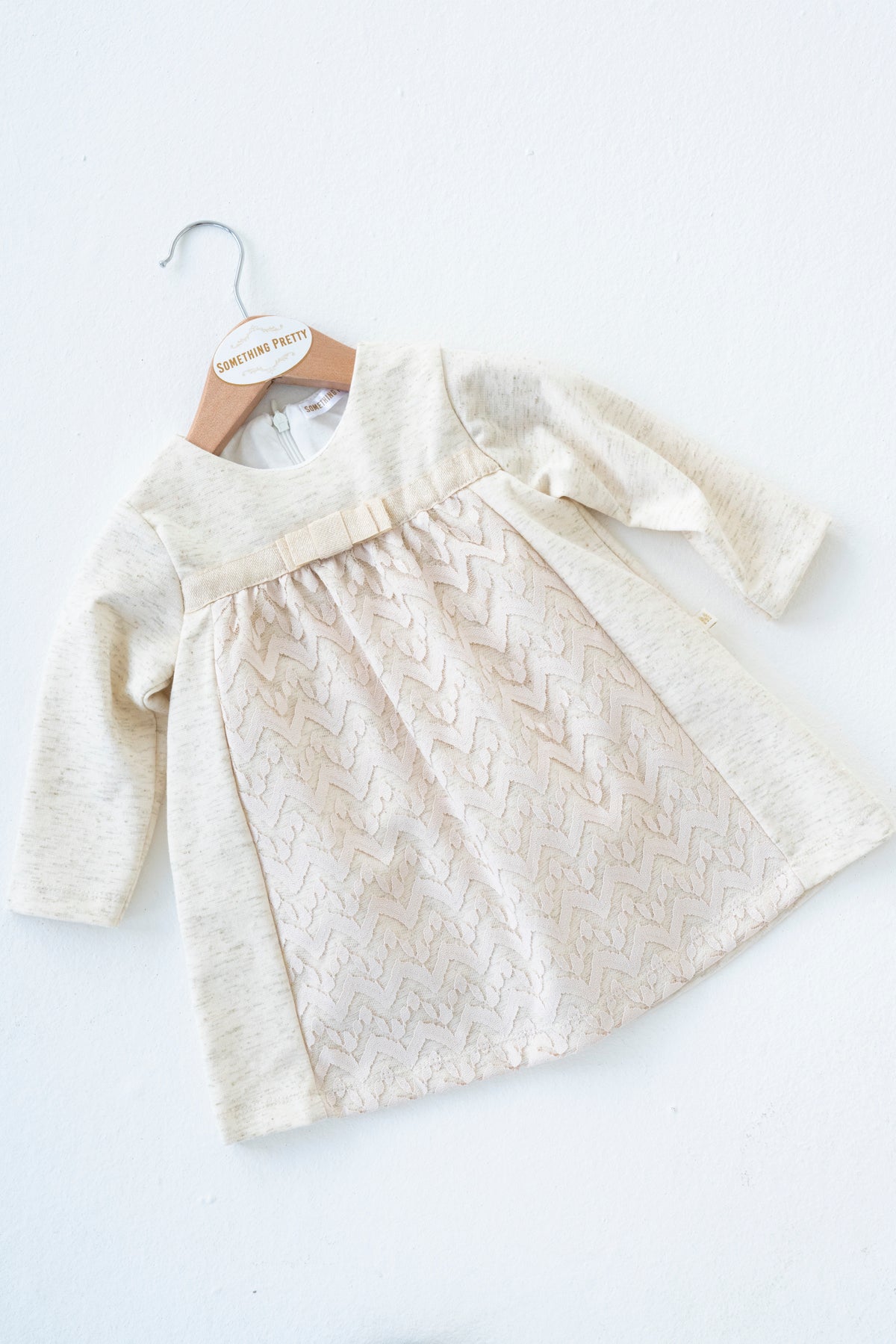 Cream Lace Bow Dress, cream lace girls dress from Something Pretty, alternative view