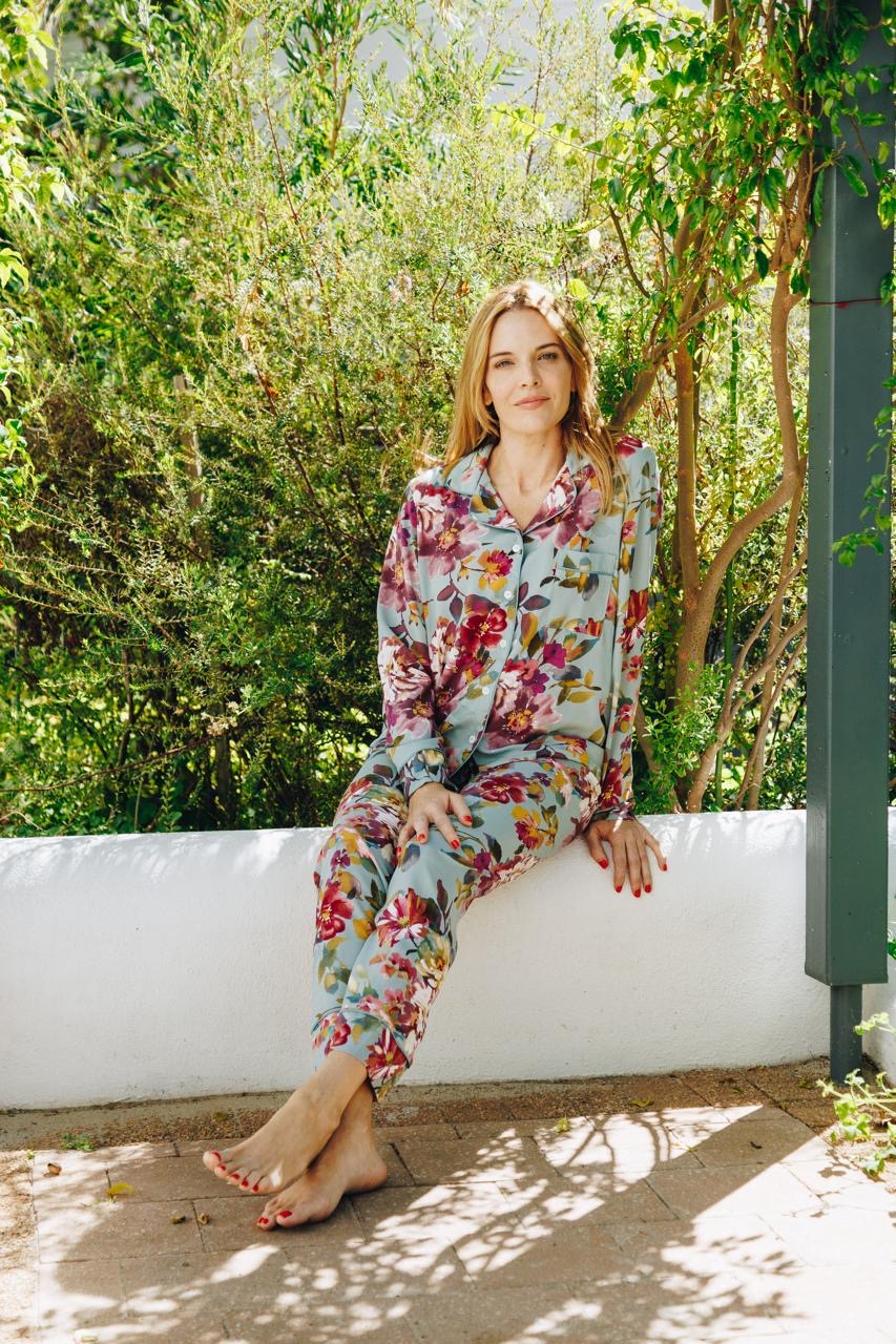 Poppy Divine Tranquil Floral Duck Egg With Plum Long PJ, long PJ from Something Pretty, alternative view