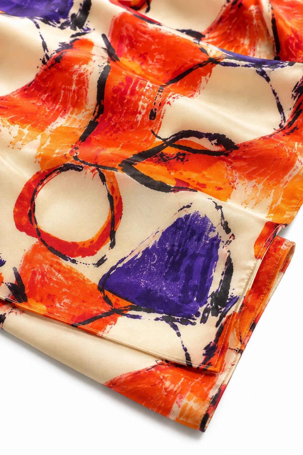 Orange and Purple Abstract Silk Scarf, silk scarf from Something Pretty, alternative view
