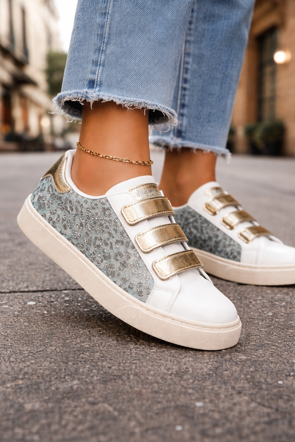 Turquoise Leopard Shimmer Sneaker, a sneaker from Something Pretty