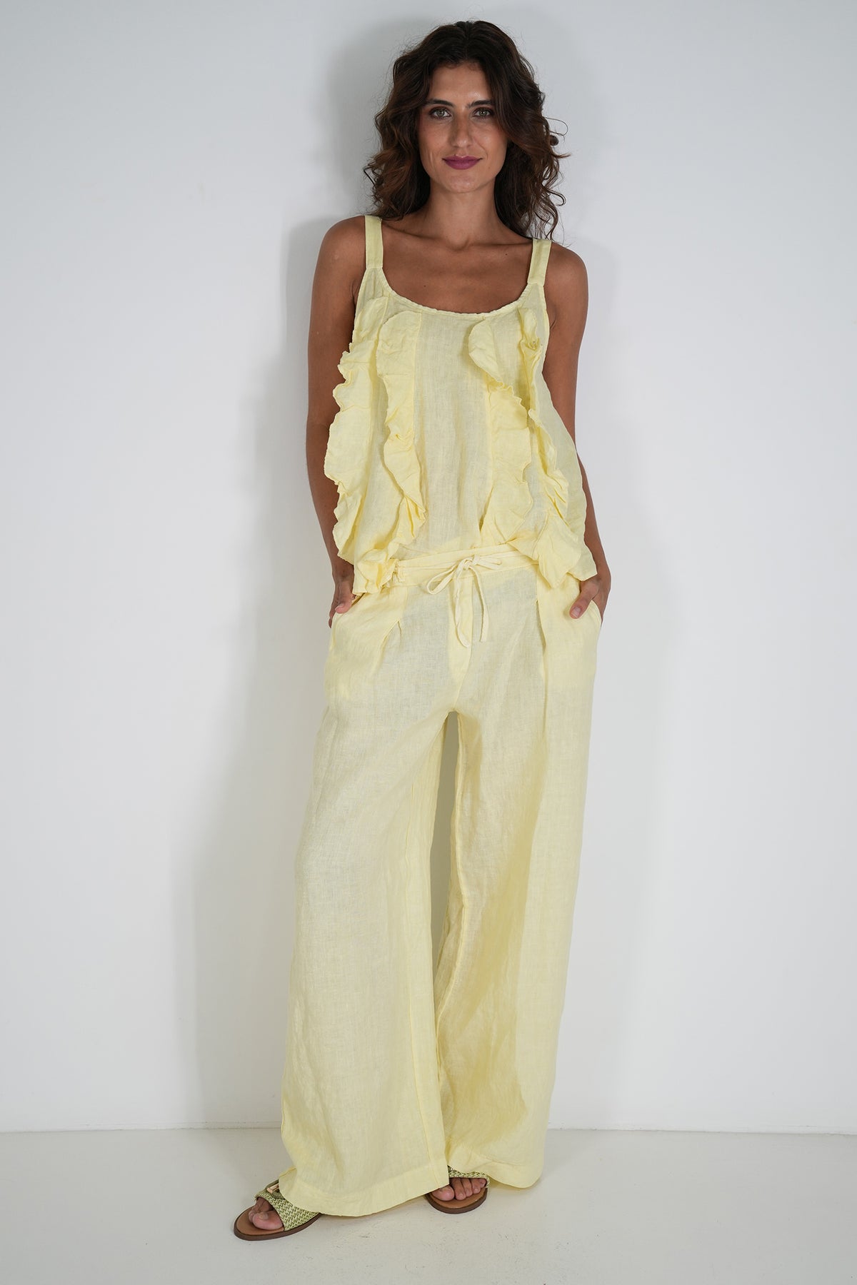 Lemon Frill Linen Top, lemon linen top from Something Pretty, alternative view