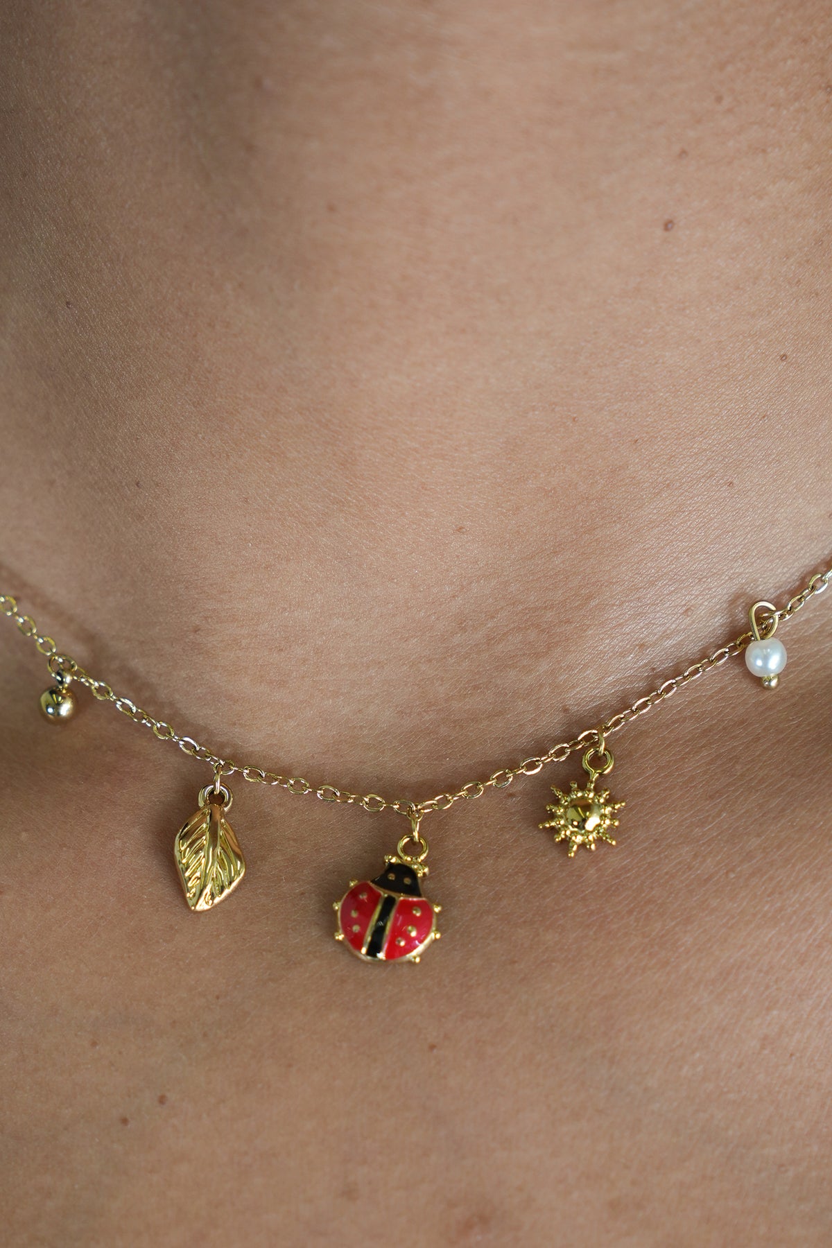 Ladybug and Pearl Necklace, necklace from Something Pretty, alternative view