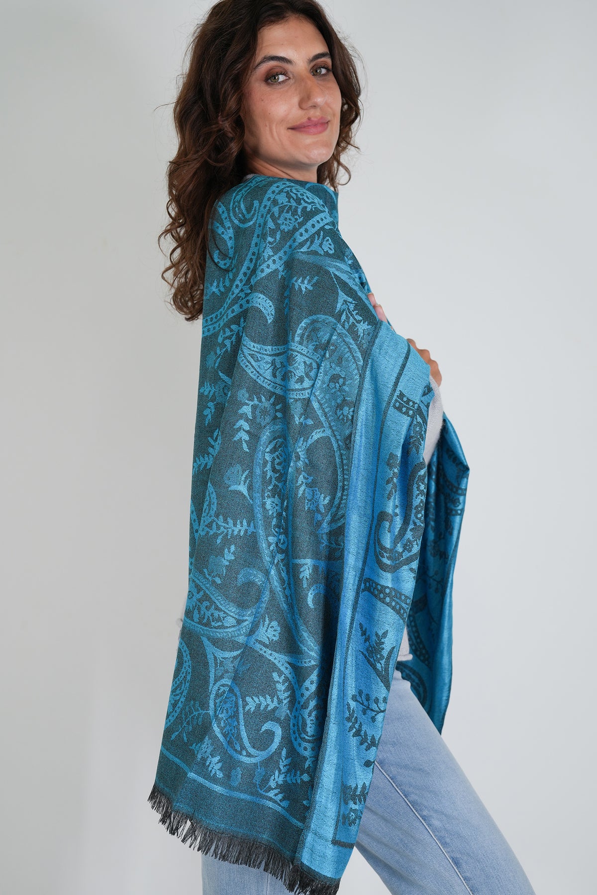 Turquoise Debbie Scarf, scarf from Something Pretty, alternative view