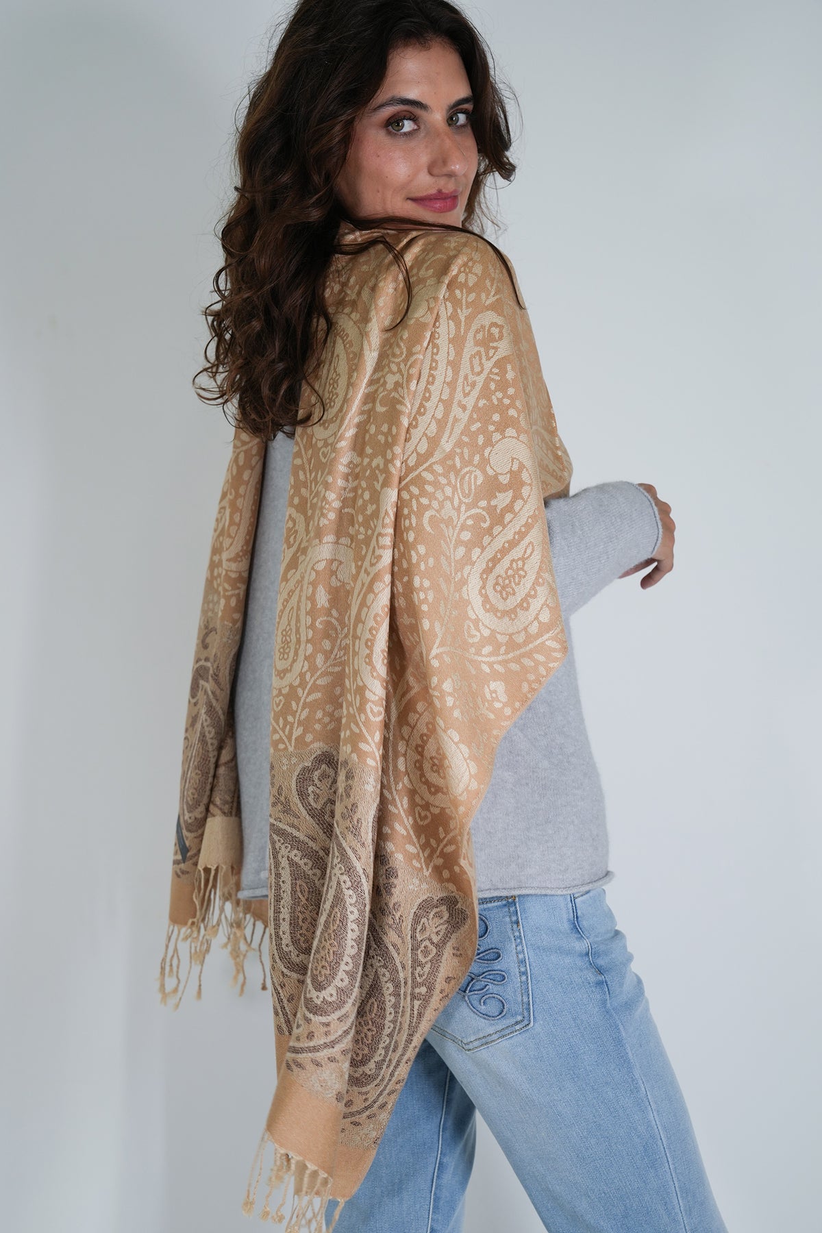 Beige Jenna Scarf, scarf from Something Pretty, alternative view