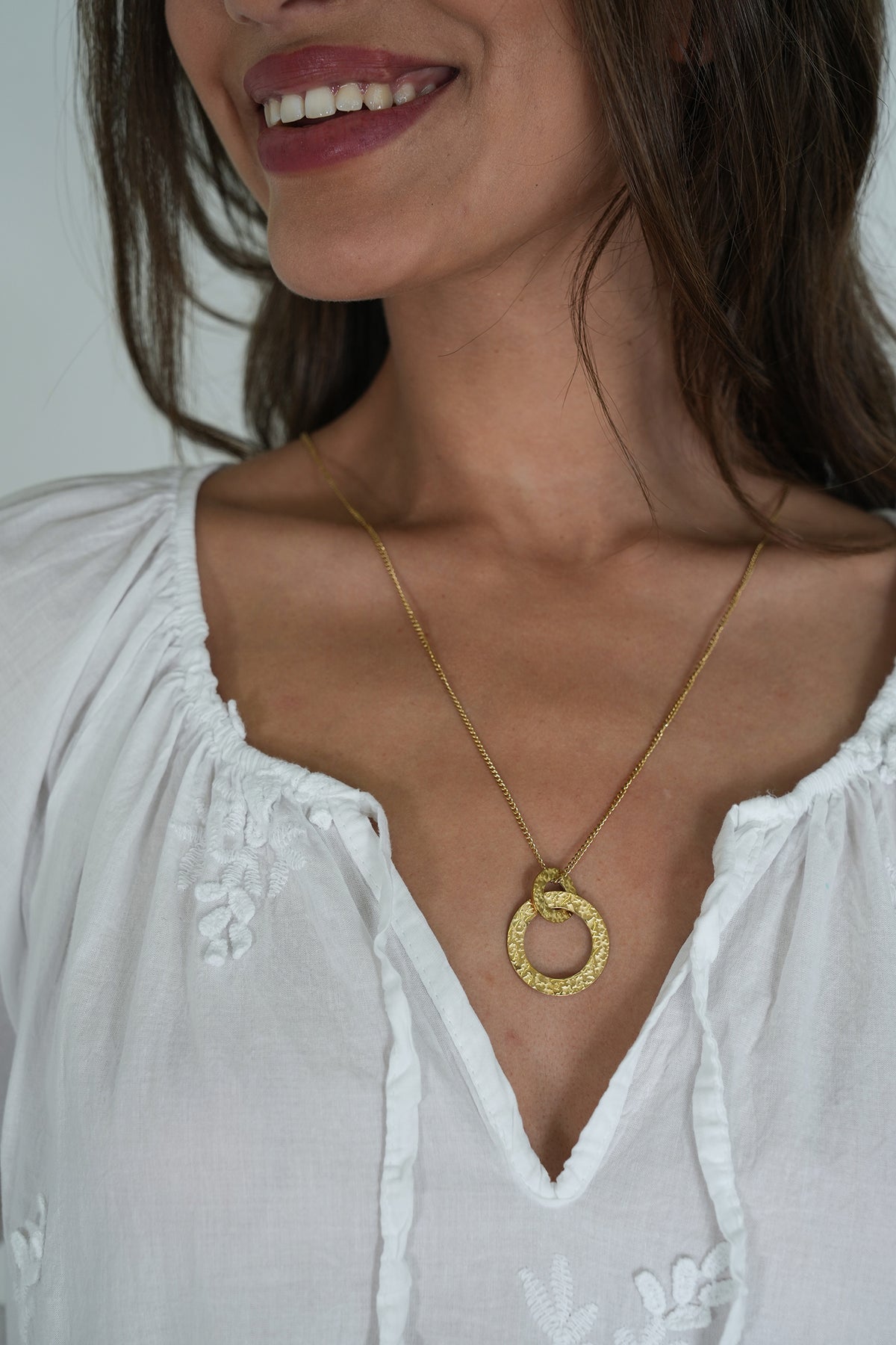 Gold Double Circle Necklace, necklace from Something Pretty, alternative view