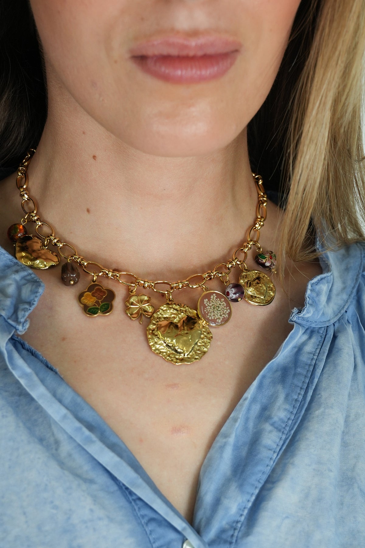 Brown Heart Charm Necklace, necklace from Something Pretty, alternative view
