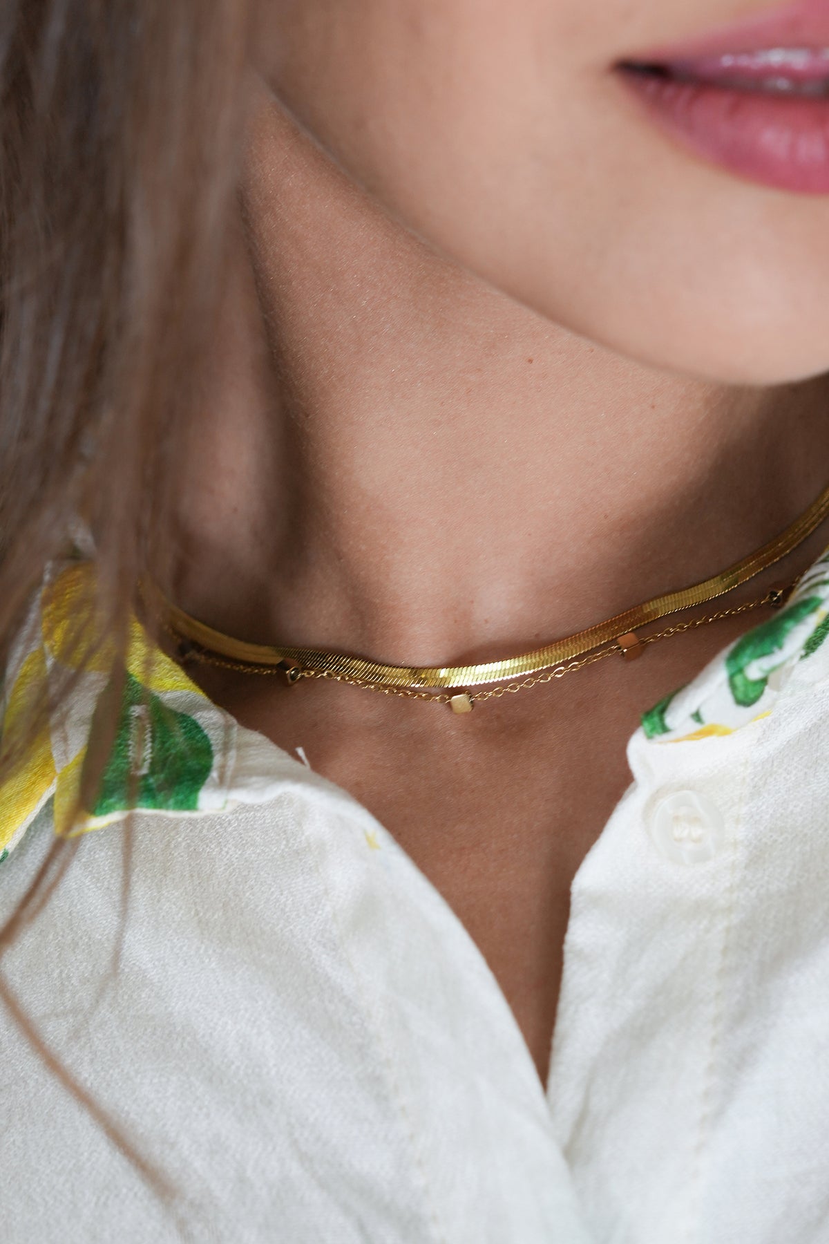 Gold Double Strand Snake Chain, necklace from Something Pretty, alternative view