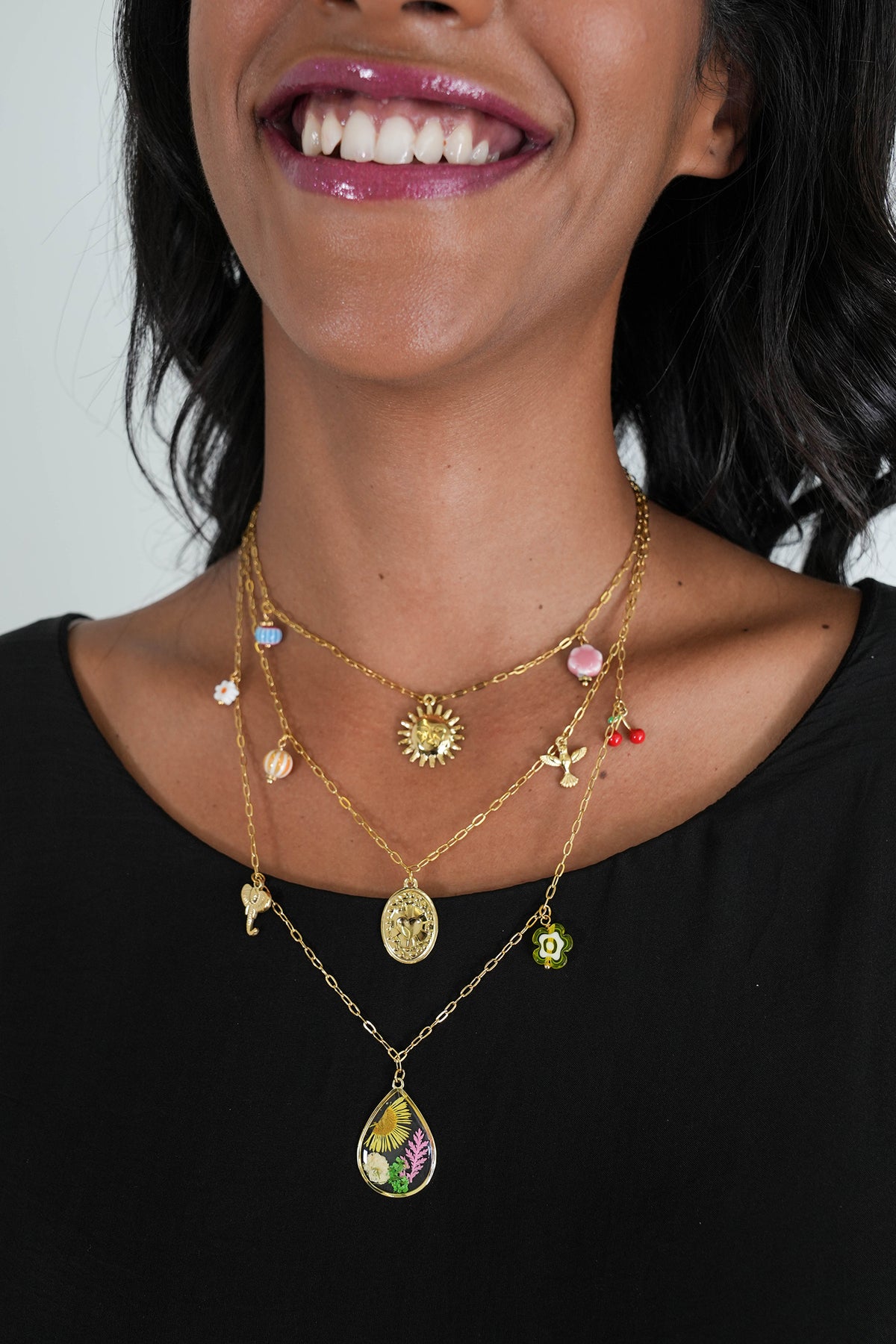 Floral Cherry Charm Necklace, necklace from Something Pretty, alternative view
