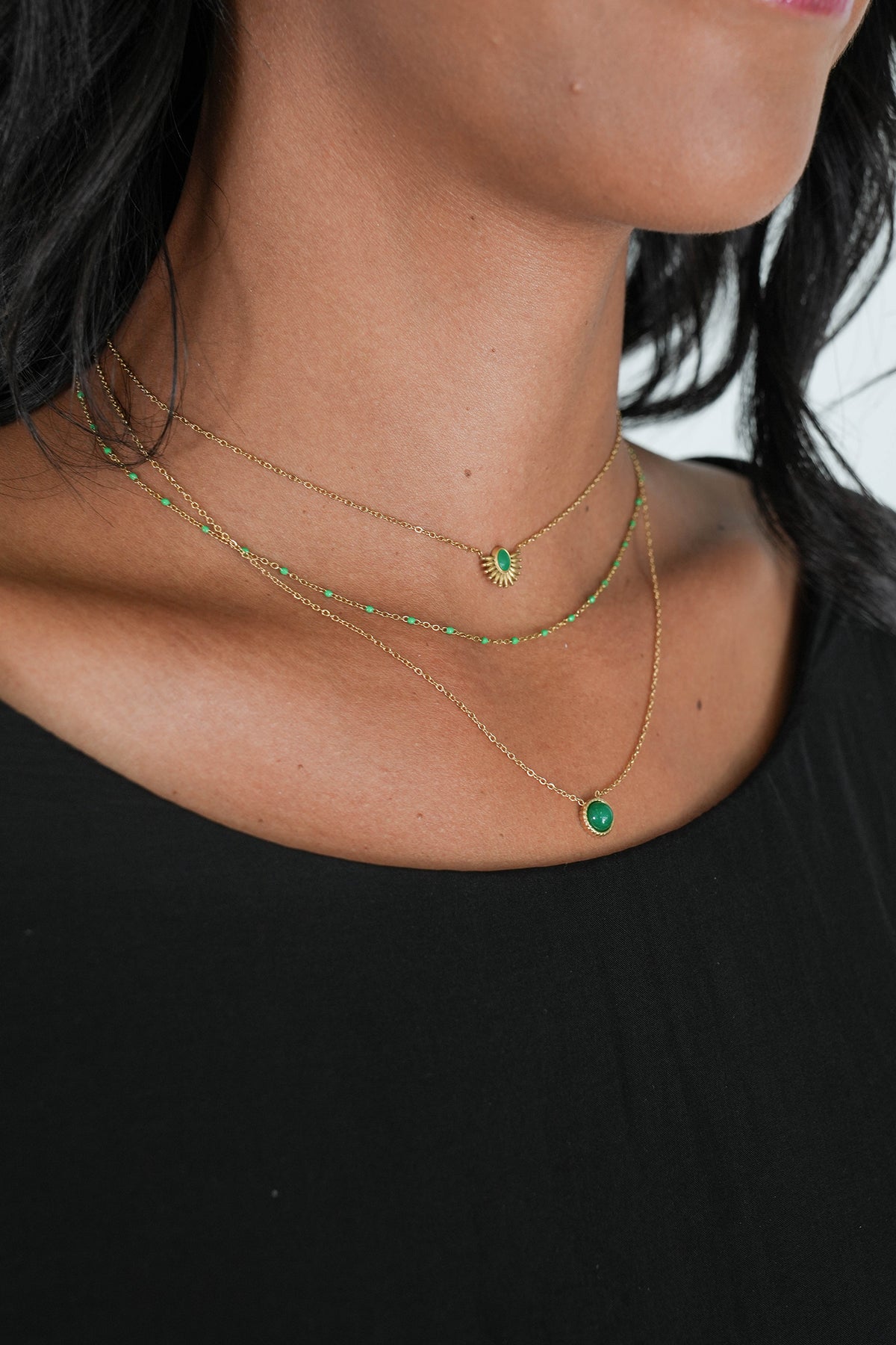Teal Dominique Necklace, teal necklace from Something Pretty, alternative view