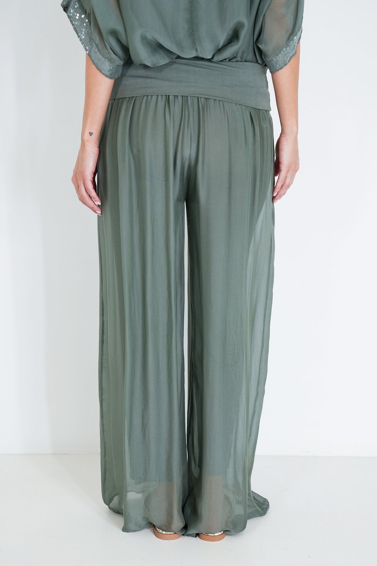 Olive Silk Harem Pant