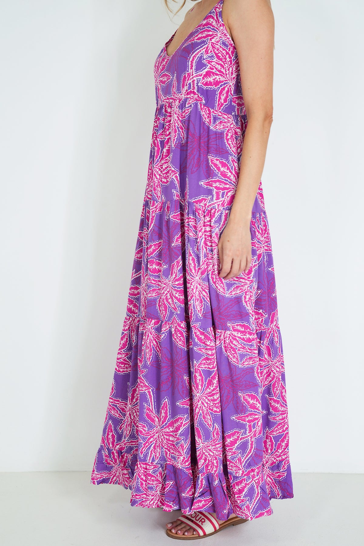 Purple and Pink Kate Strap Dress, pink printed strap dress from Something Pretty, alternative view