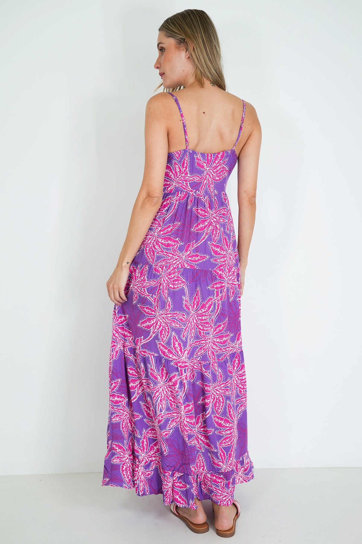 Purple and Pink Kate Strap Dress, pink printed strap dress from Something Pretty, alternative view