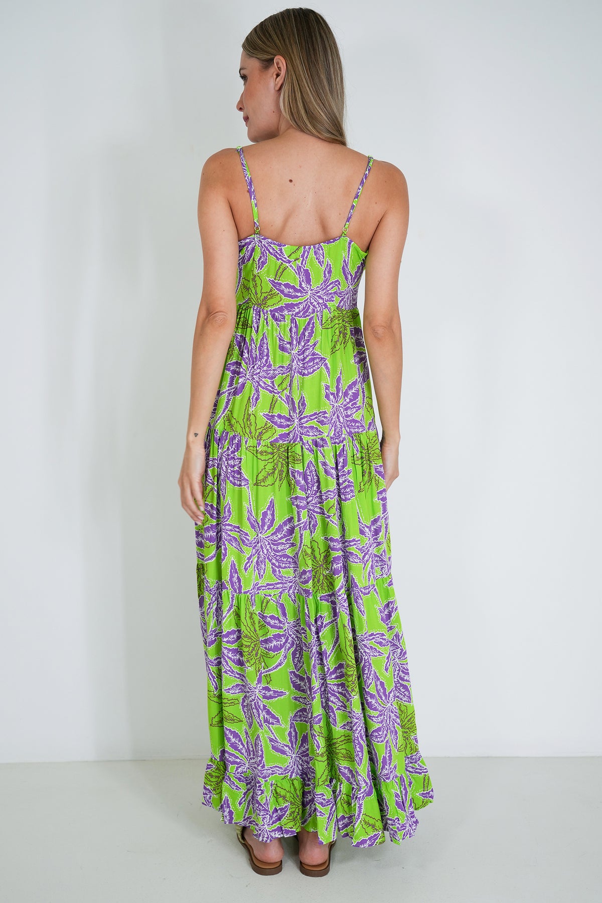 Lime and Purple Kate Strap Dress, printed strap dress from Something Pretty, alternative view