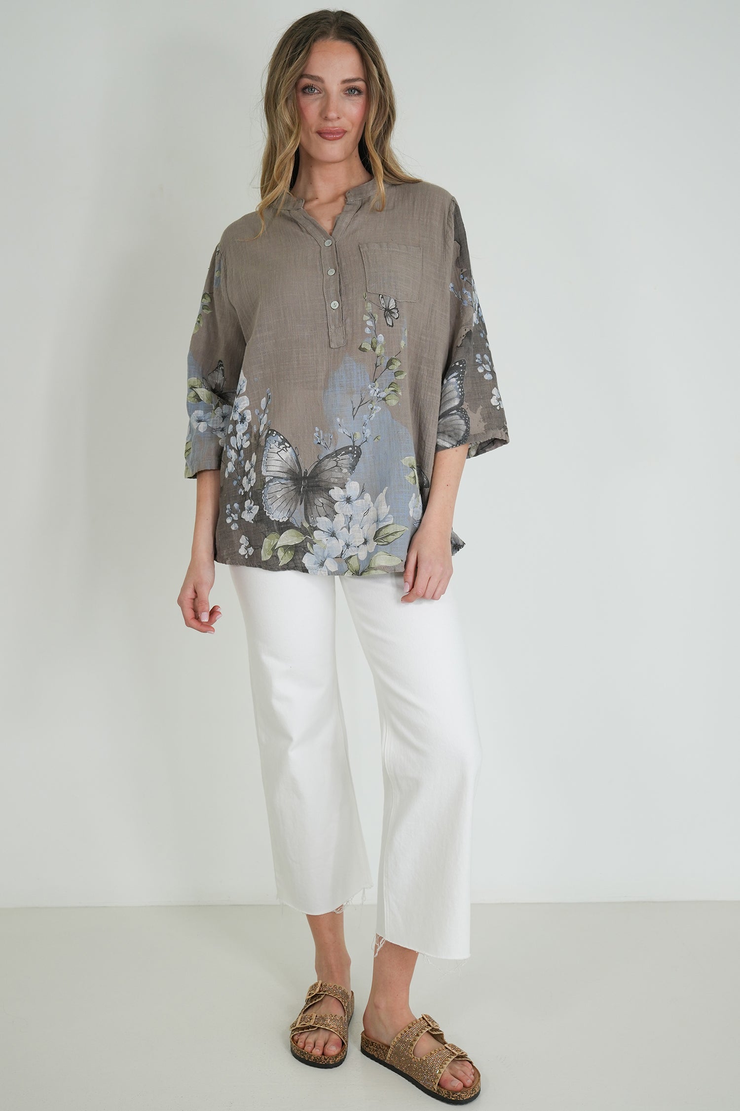 Taupe Butterfly Shirt