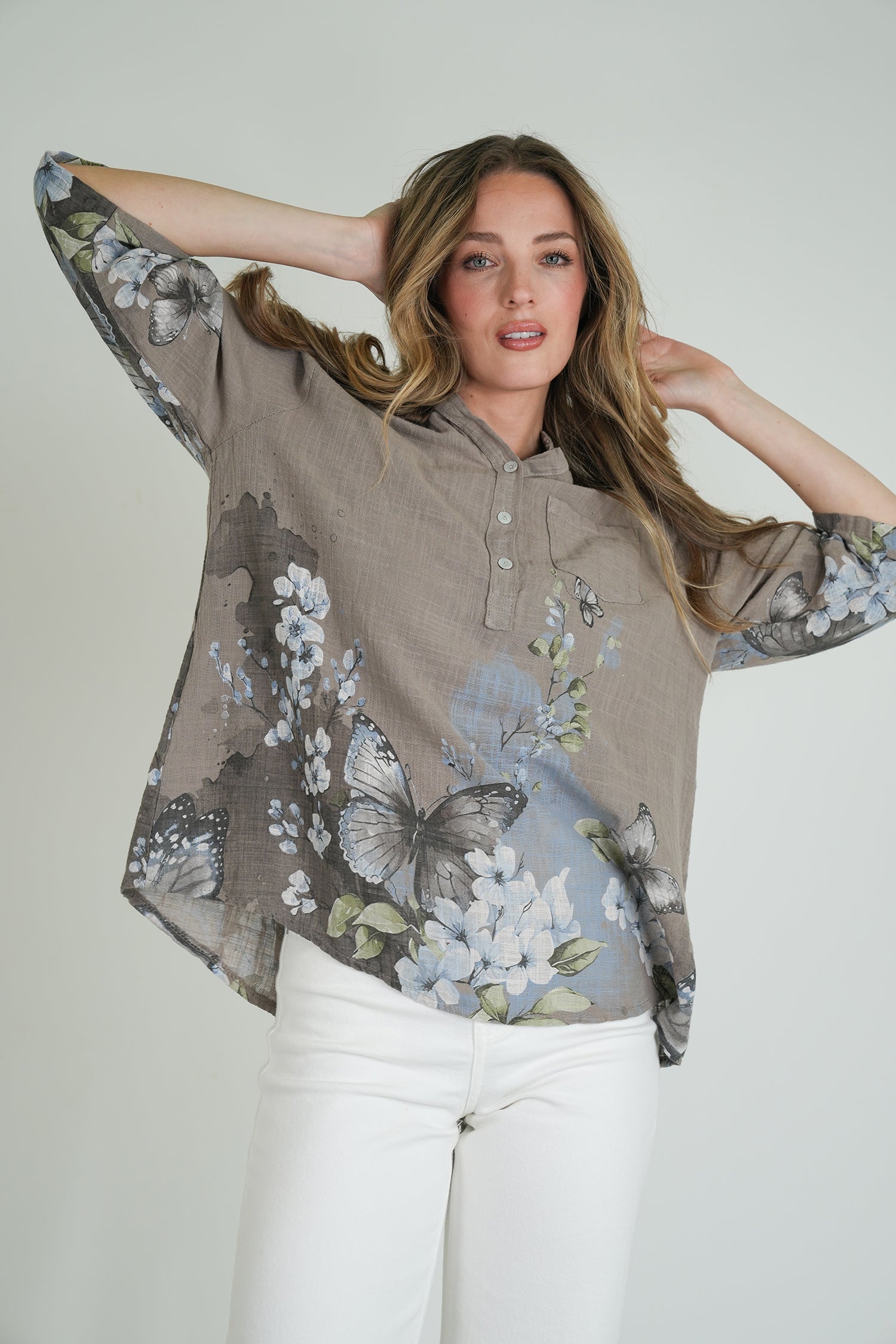 Taupe Butterfly Shirt