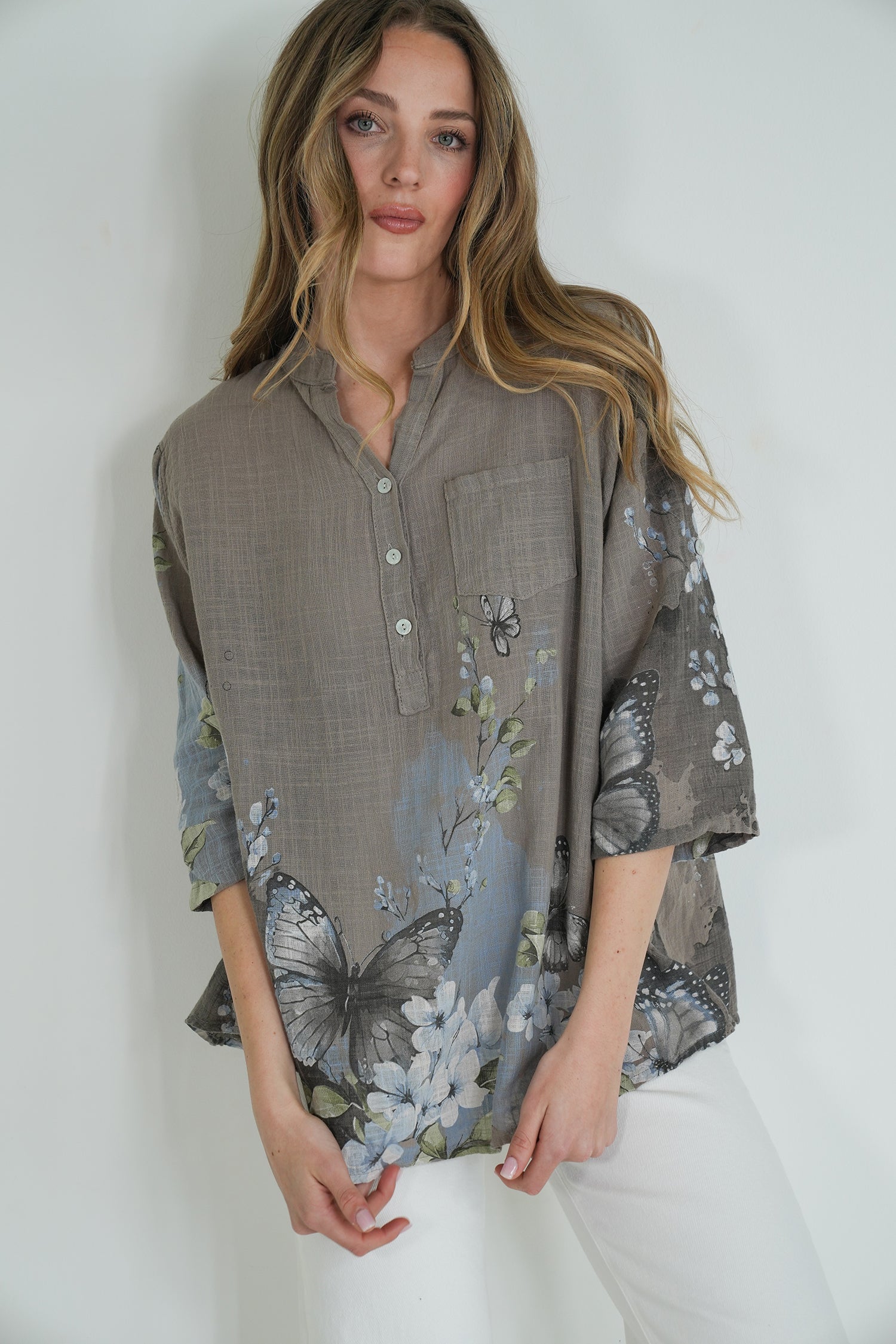 Taupe Butterfly Shirt
