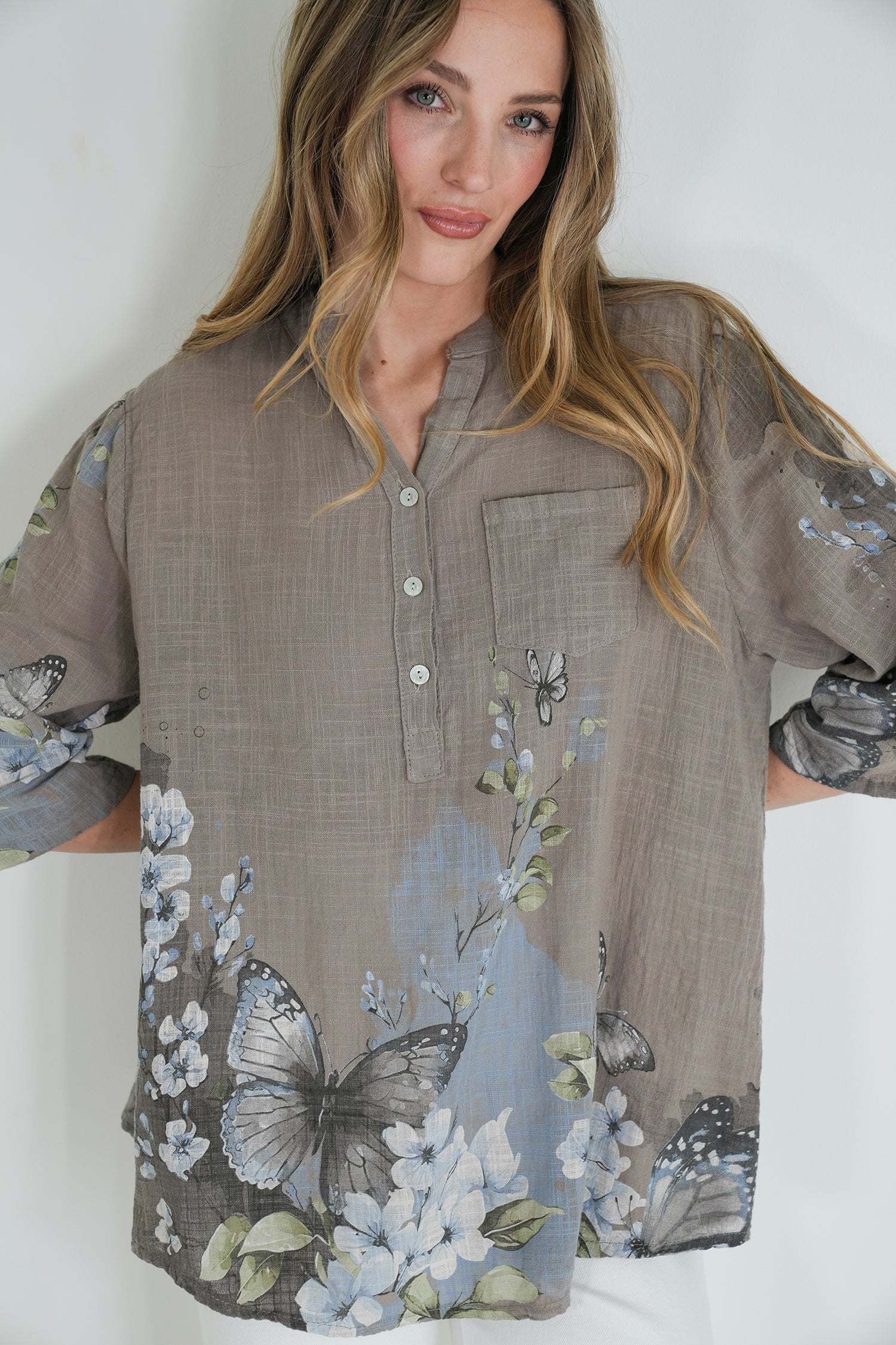 Taupe Butterfly Shirt