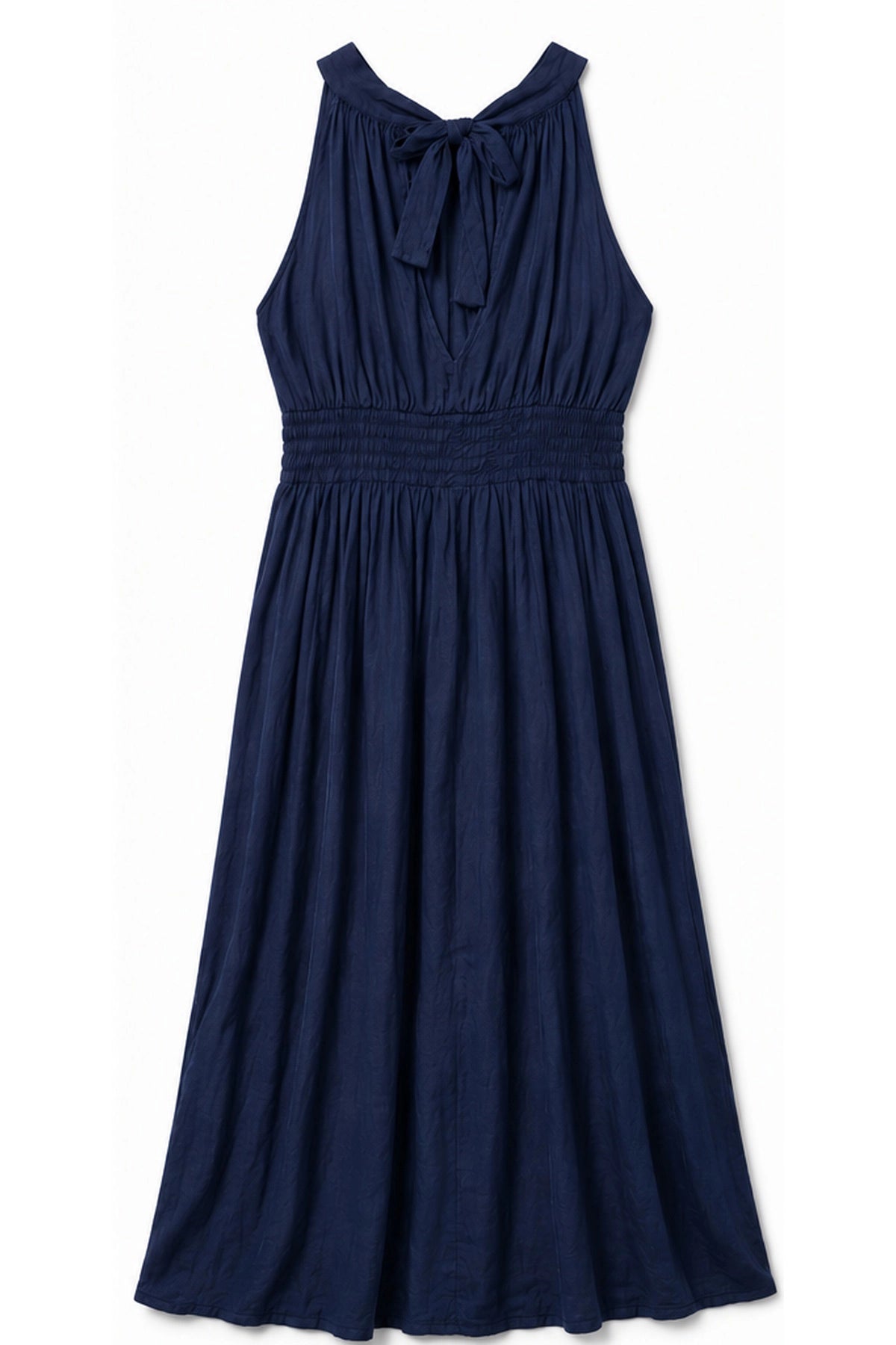 Navy Cotton Halterneck Dress