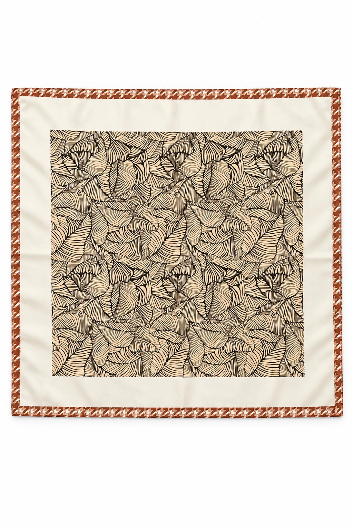 Neutral Printed Leaf Silk Scarf