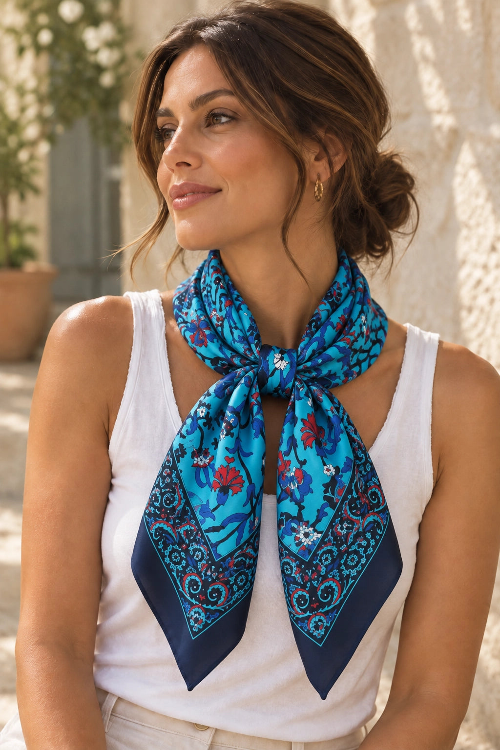 Sapphire Mosaic Silk Scarf