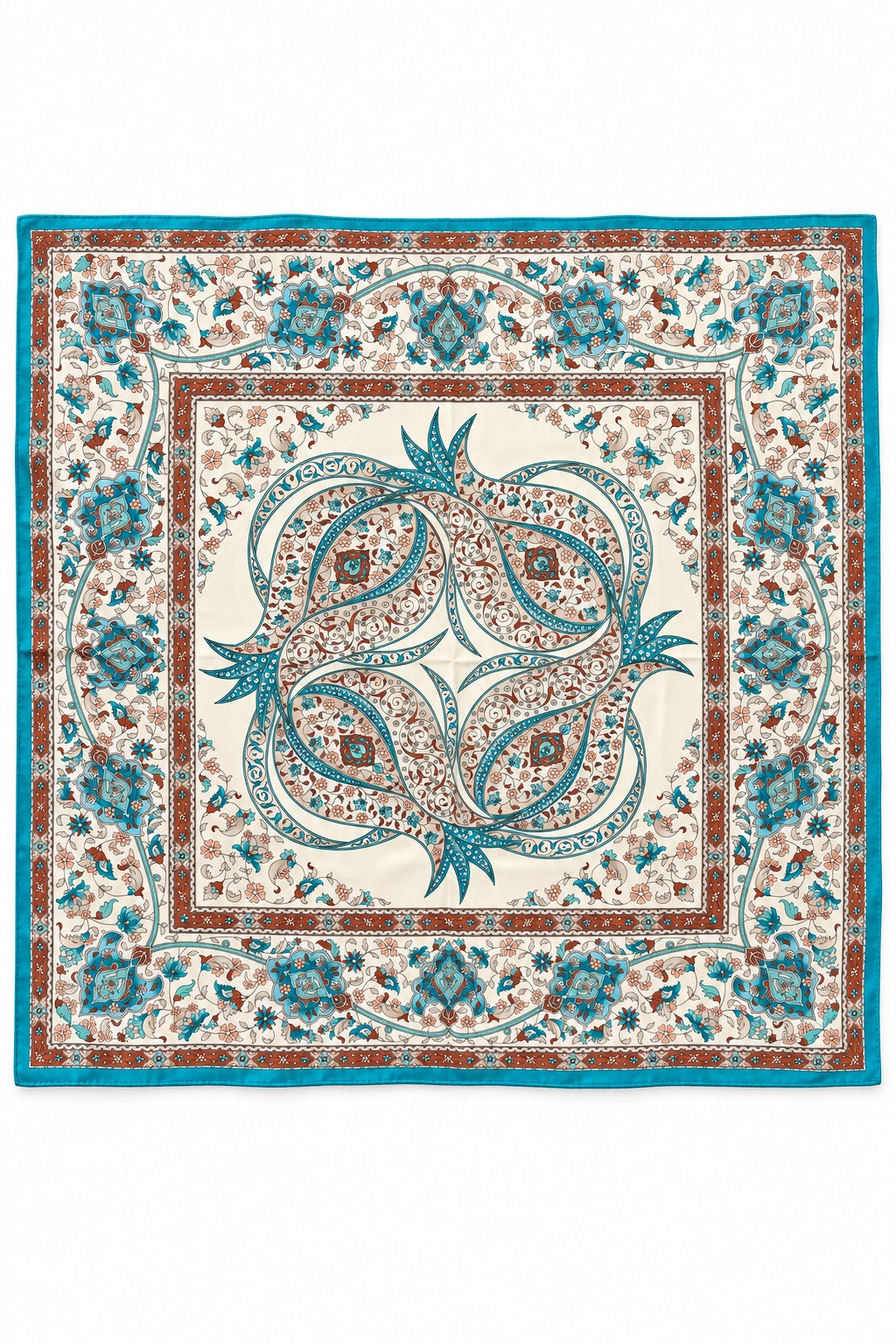 Turquoise Trellis Silk Scarf