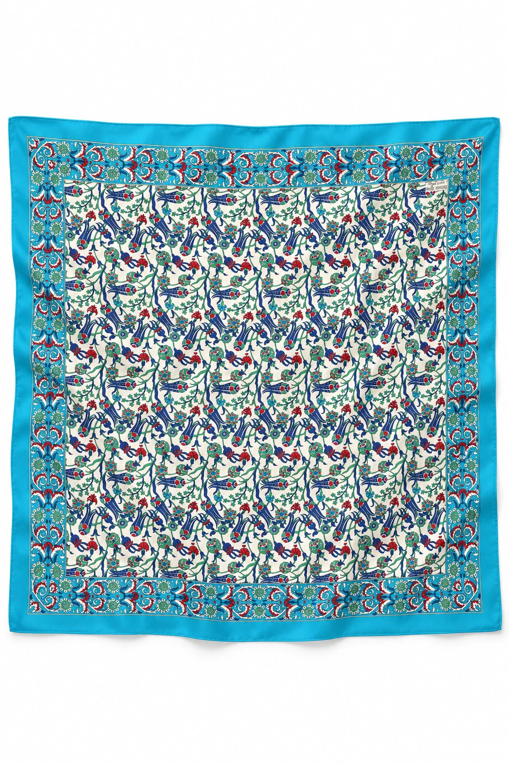 Turquoise and Blue Persian Silk Scarf