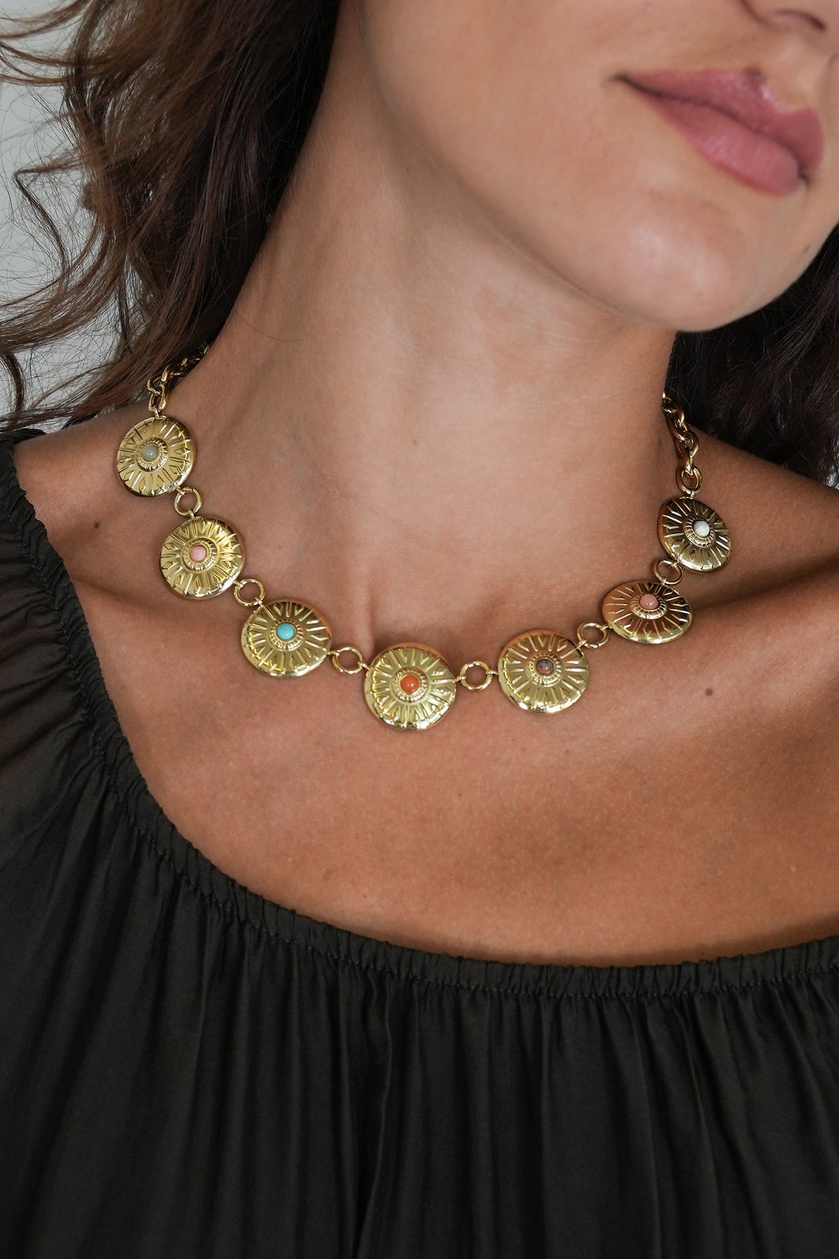 Colourful Disc Charm Necklace, a necklace from Something Pretty