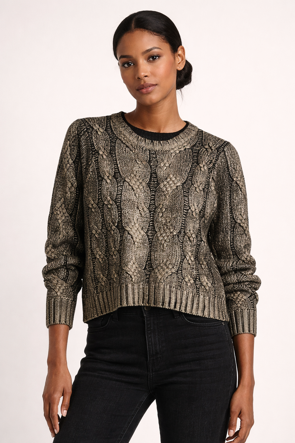 metallic gold pullover knit