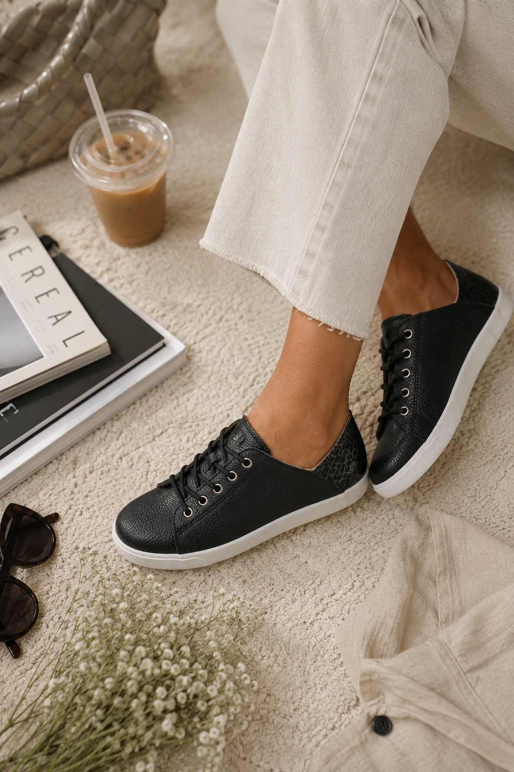 Julz Black Snake Vicki Sneaker, a sneaker from Something Pretty