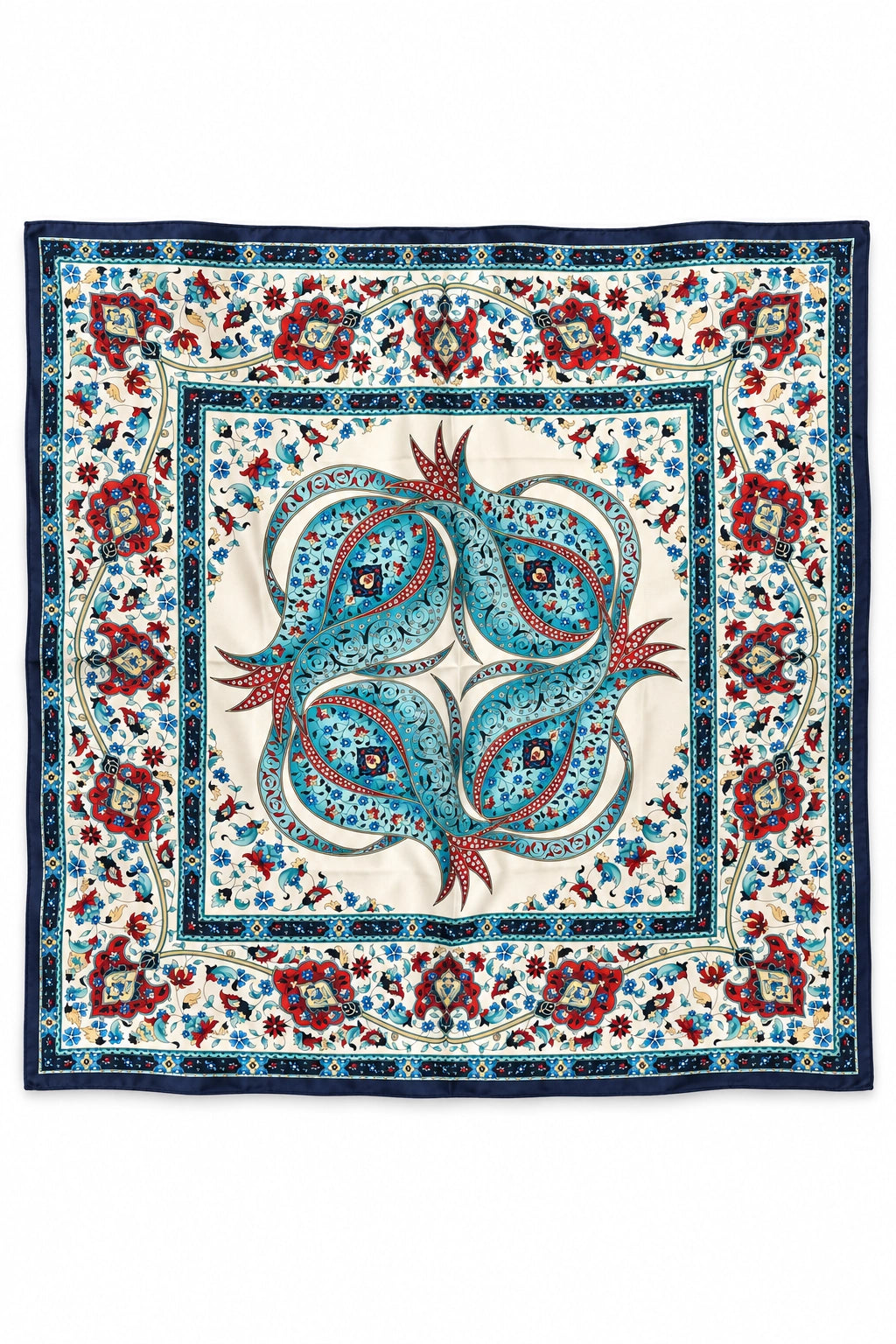 Azure Bloom Silk Scarf