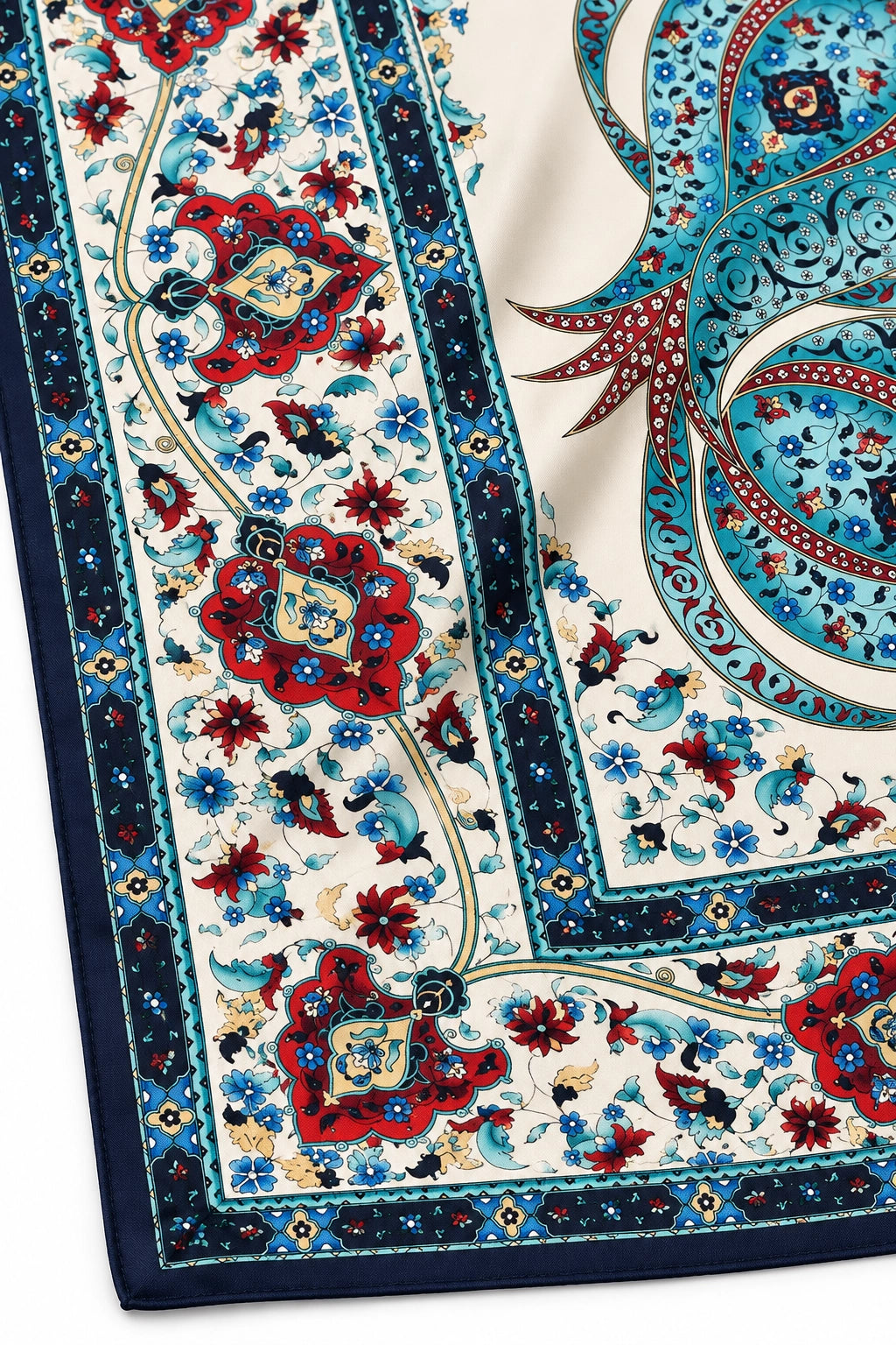 Azure Bloom Silk Scarf