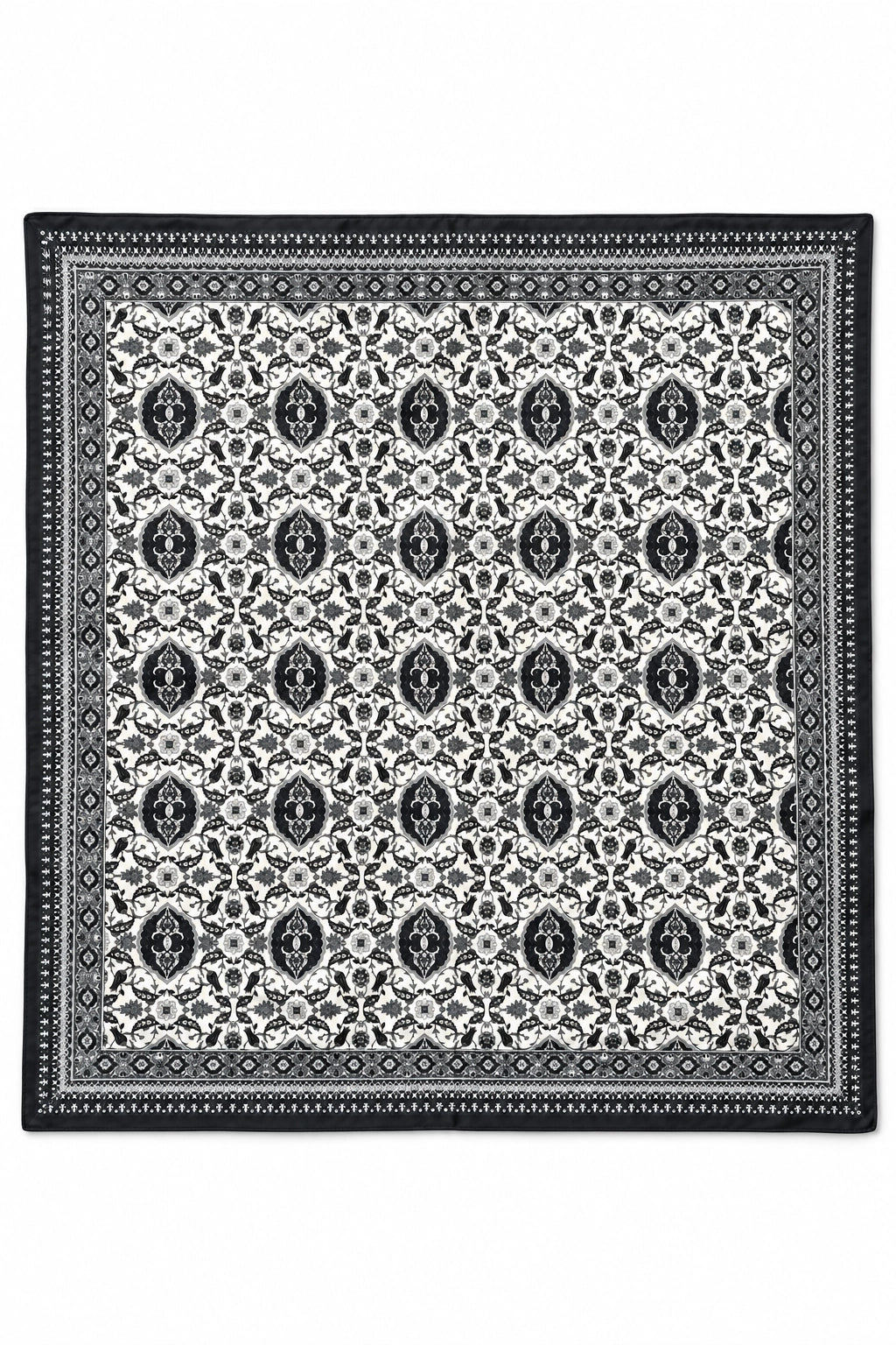 Black and White Paisley Silk Scarf