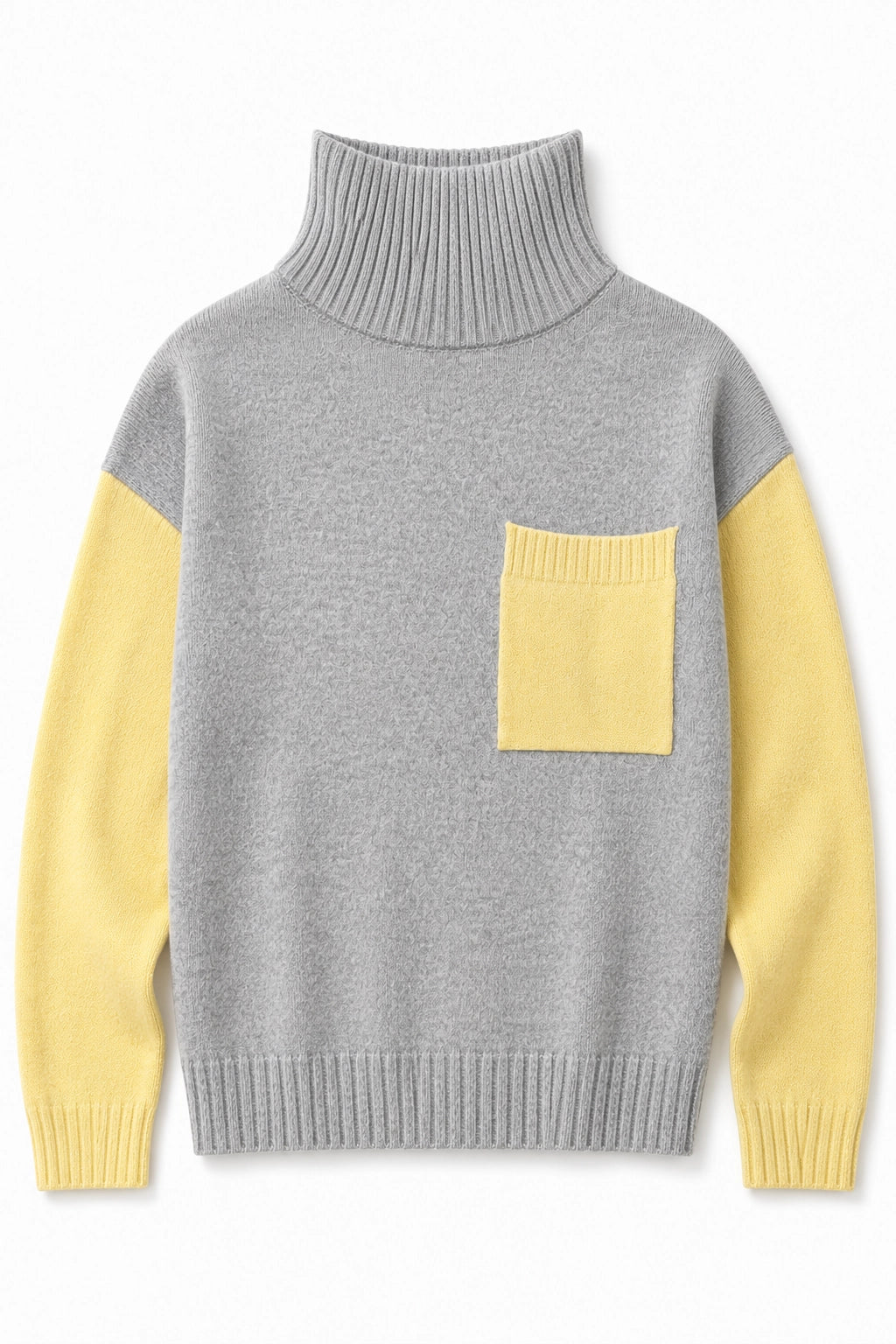 Grey And Butter Yellow Pocket Jumper, knitwear jumper from Something Pretty, alternative view