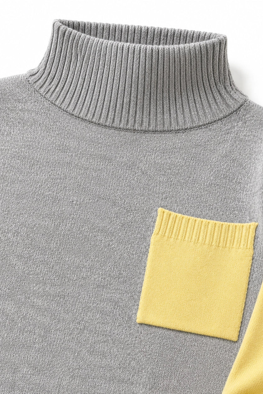 Grey And Butter Yellow Pocket Jumper, knitwear jumper from Something Pretty, alternative view