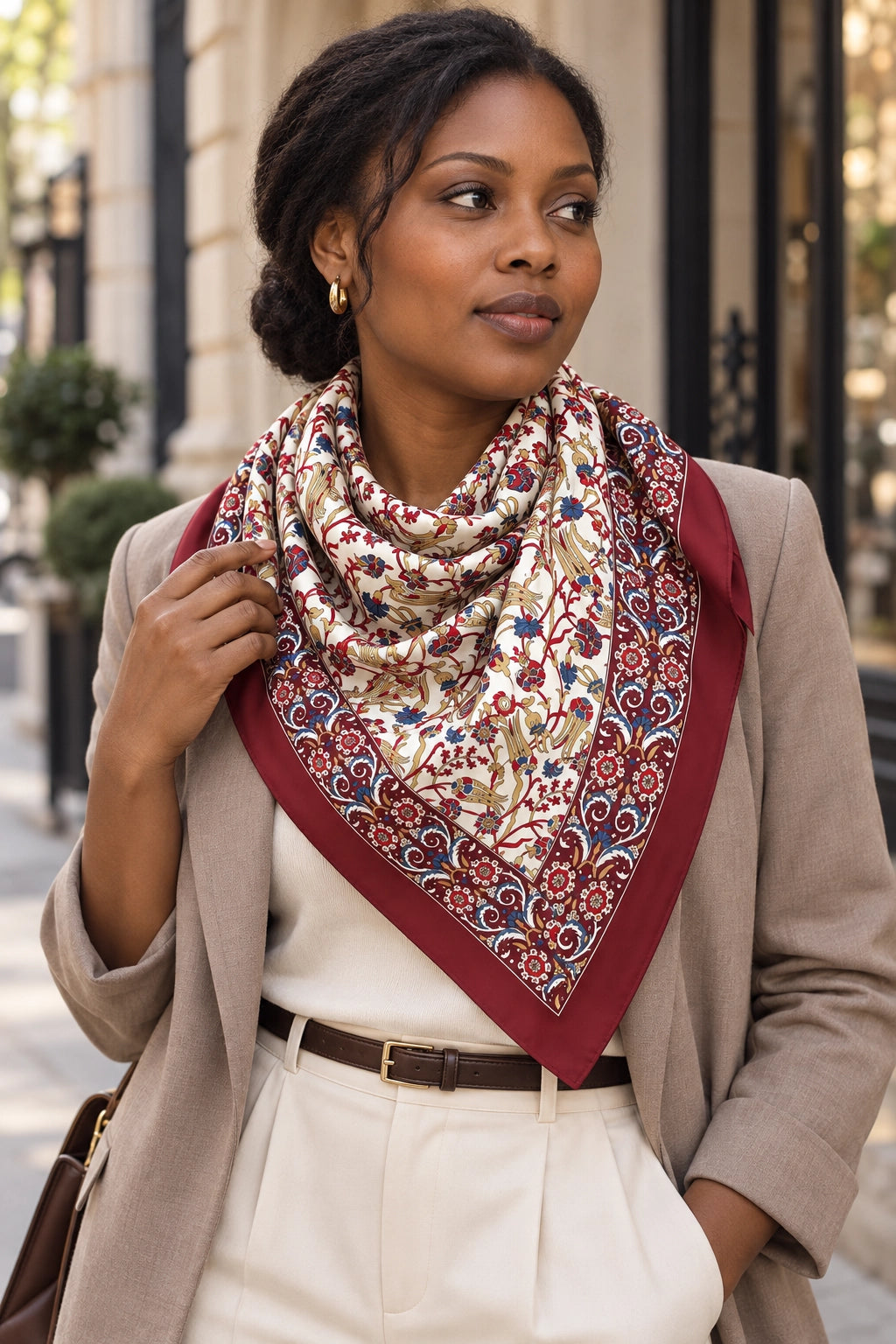 Burgundy Heritage Silk Scarf