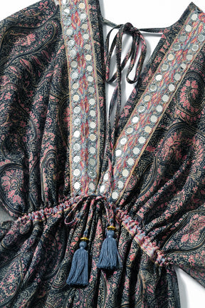 Grey and Pink Mirror Paisley Resort Dress