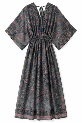 Grey and Pink Mirror Paisley Resort Dress