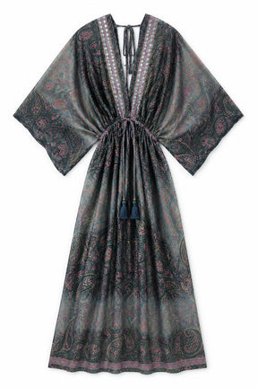 Grey and Pink Mirror Paisley Resort Dress