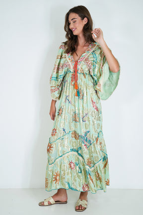 Sage and Gold Foil Shazia Dress