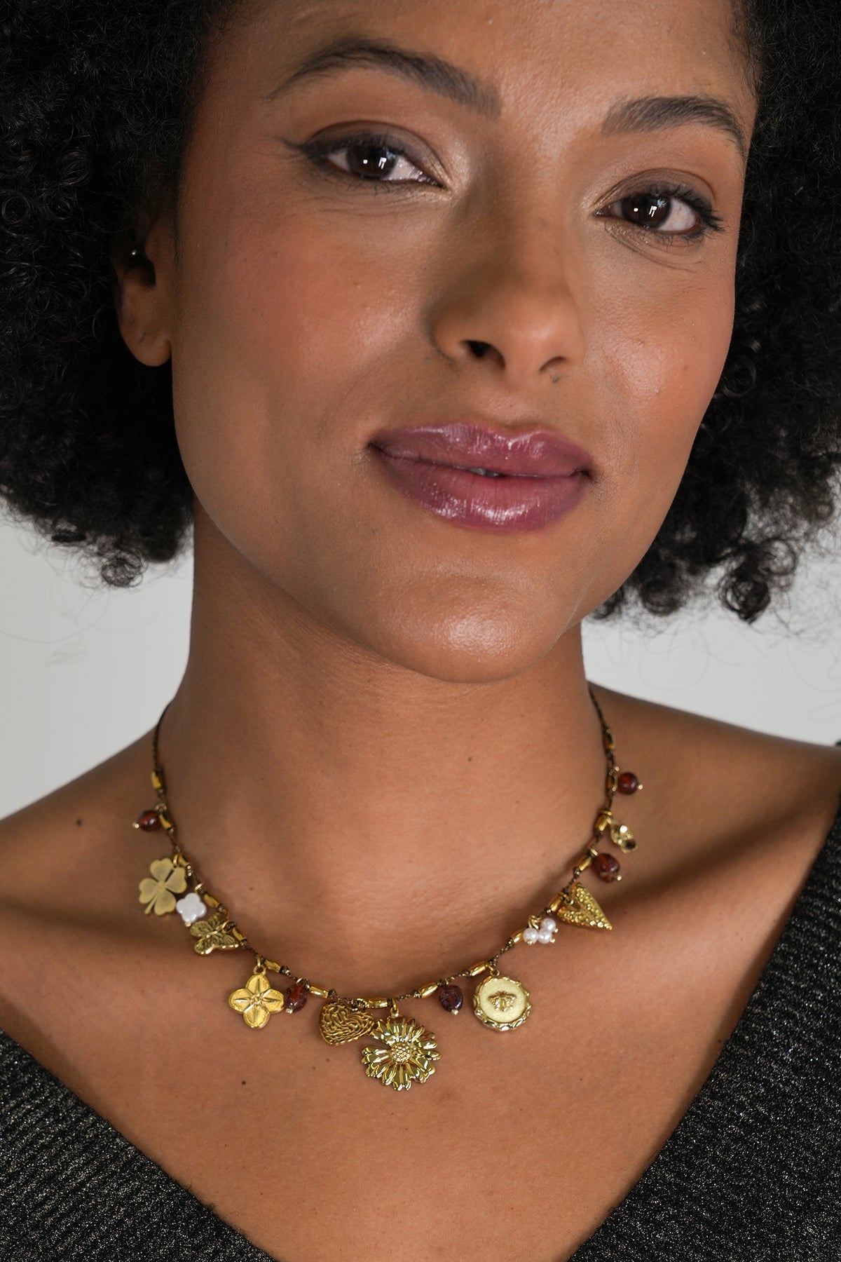 Rust Daisy Charm Necklace, necklace from Something Pretty, alternative view