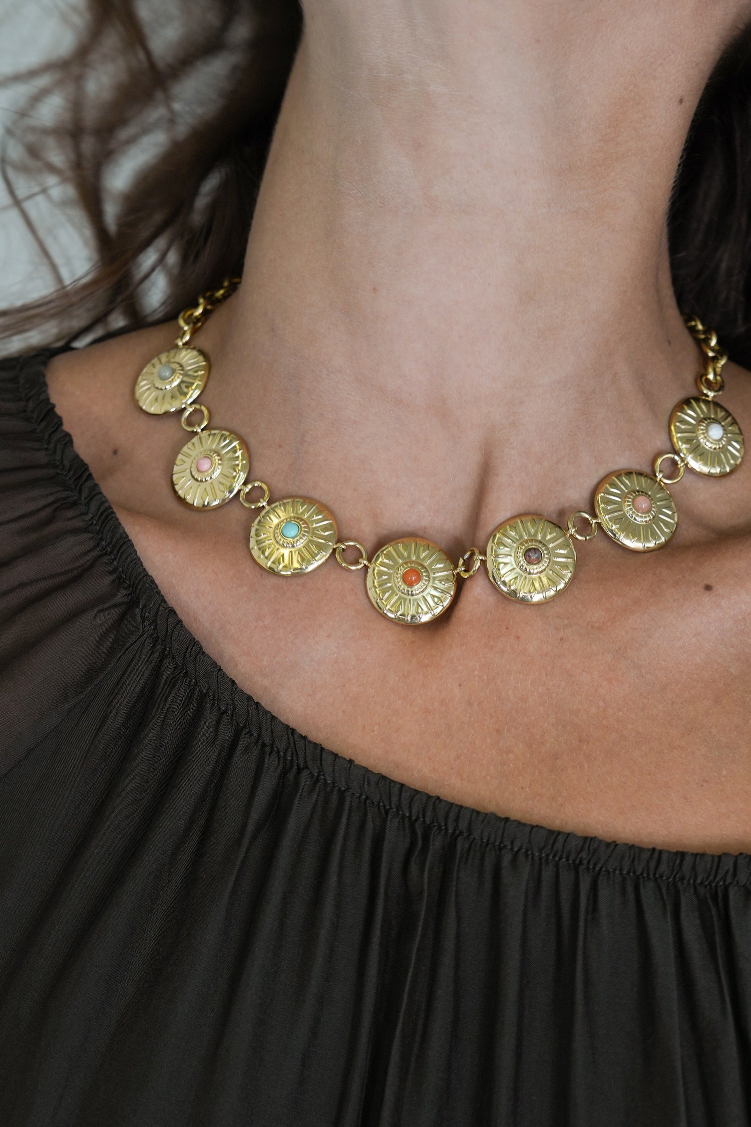 Colourful Disc Charm Necklace