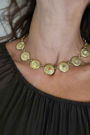 Colourful Disc Charm Necklace