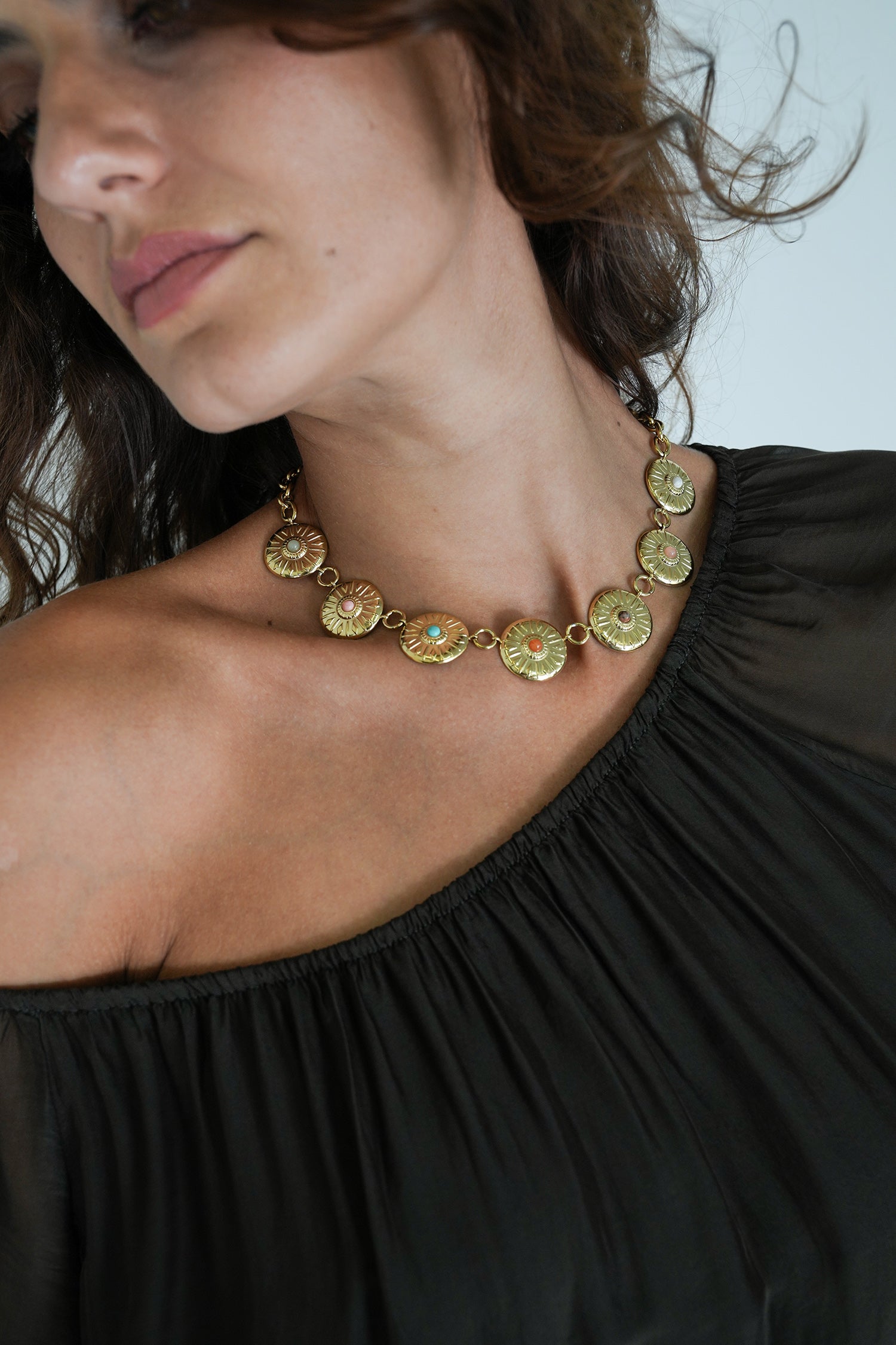Colourful Disc Charm Necklace