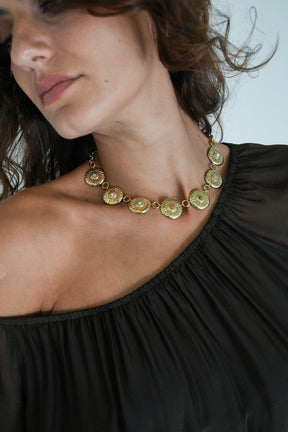Colourful Disc Charm Necklace
