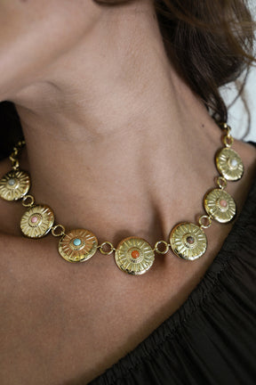 Colourful Disc Charm Necklace