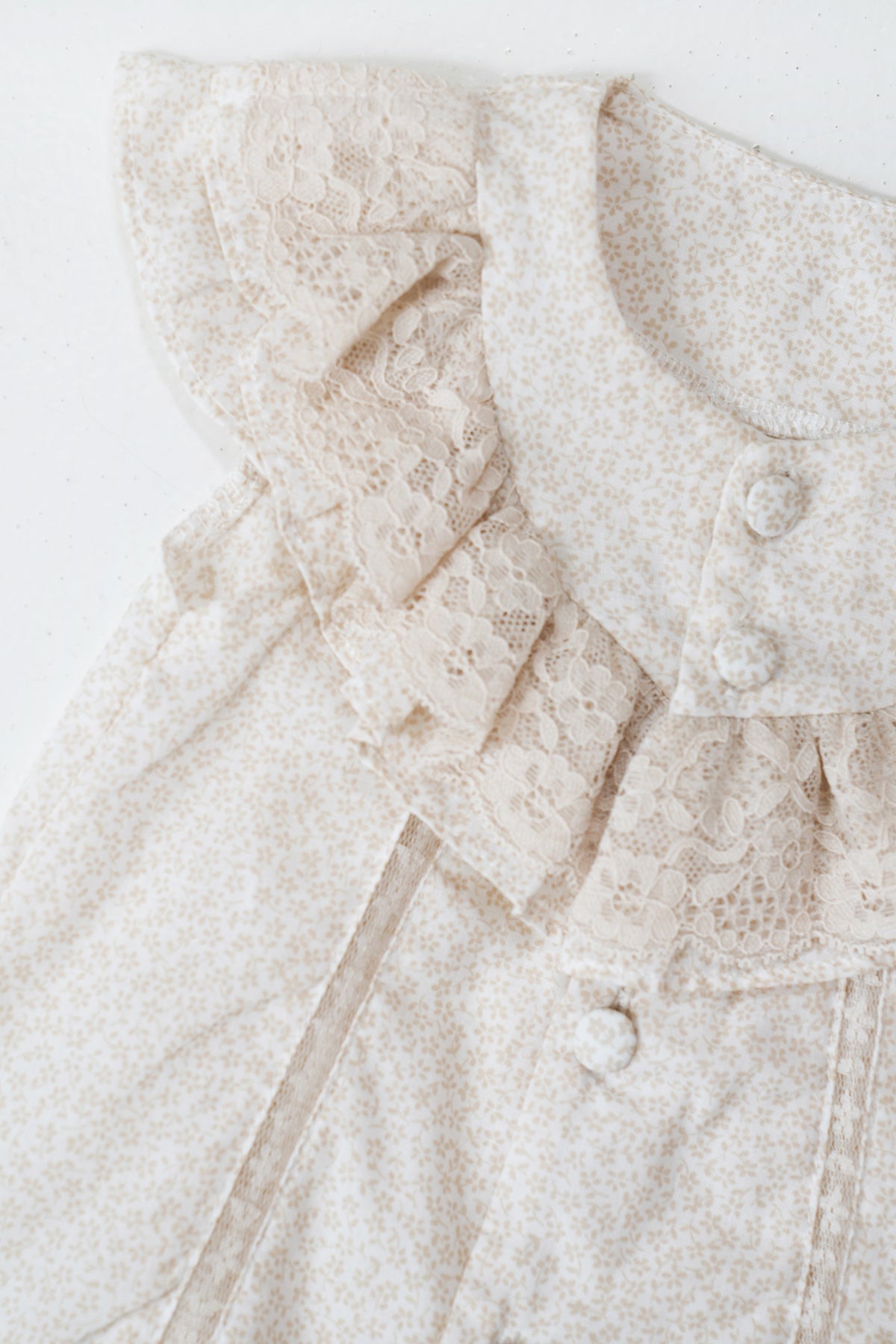 Beige Polly Button Romper, girls romper from Something Pretty, alternative view
