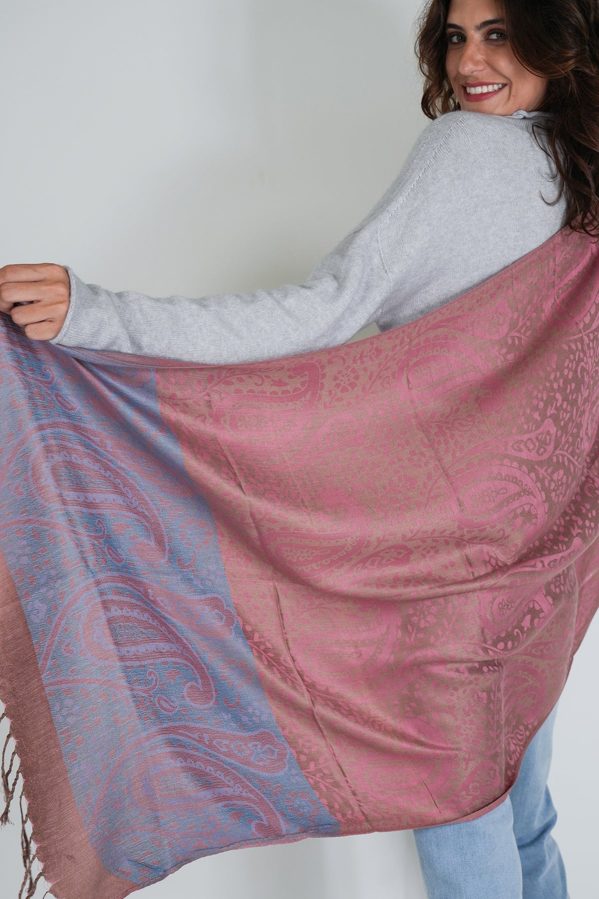 Pink and Blue Jenna Scarf, a scarf from Something Pretty