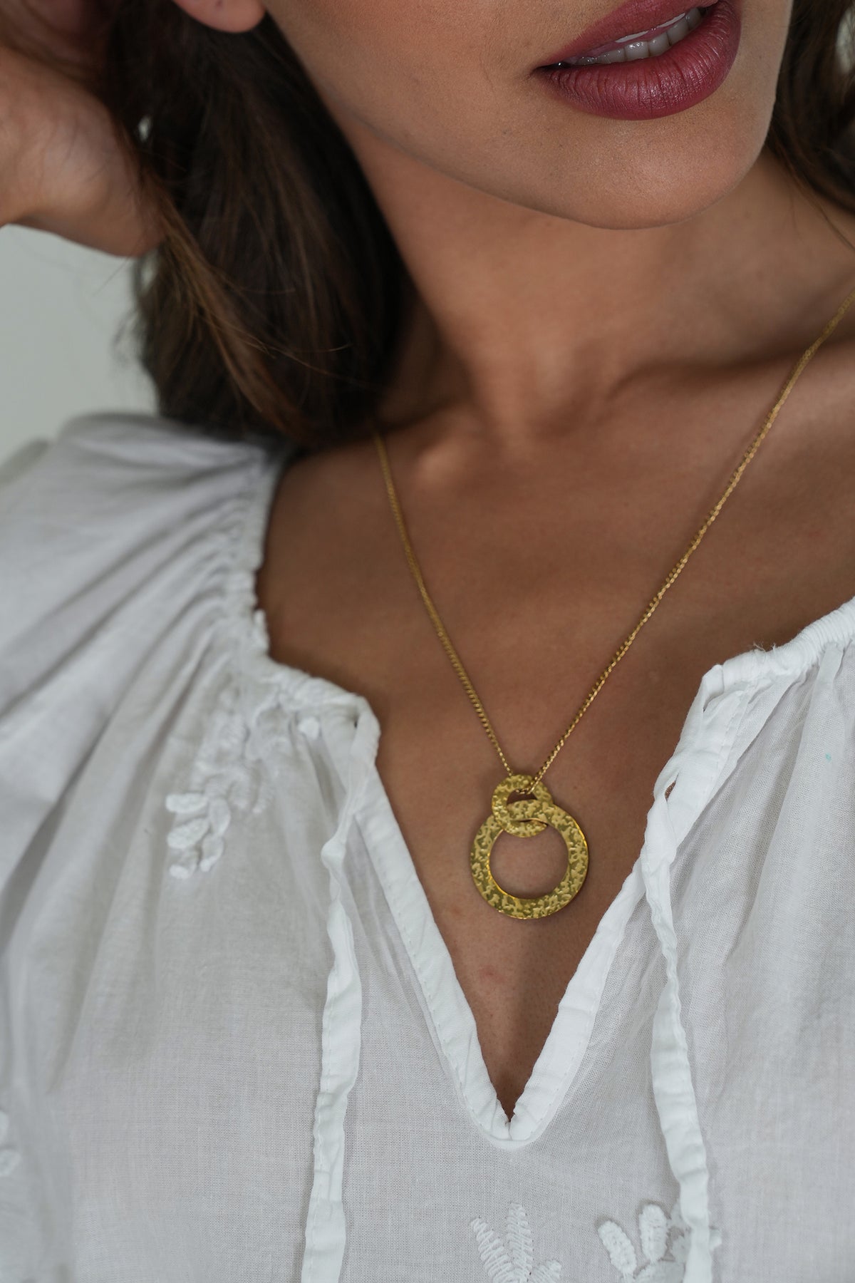 Gold Double Circle Necklace, necklace from Something Pretty, alternative view
