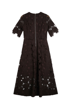 Black lace dress on a white background