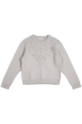 Grey Floral Embroidered Jumper